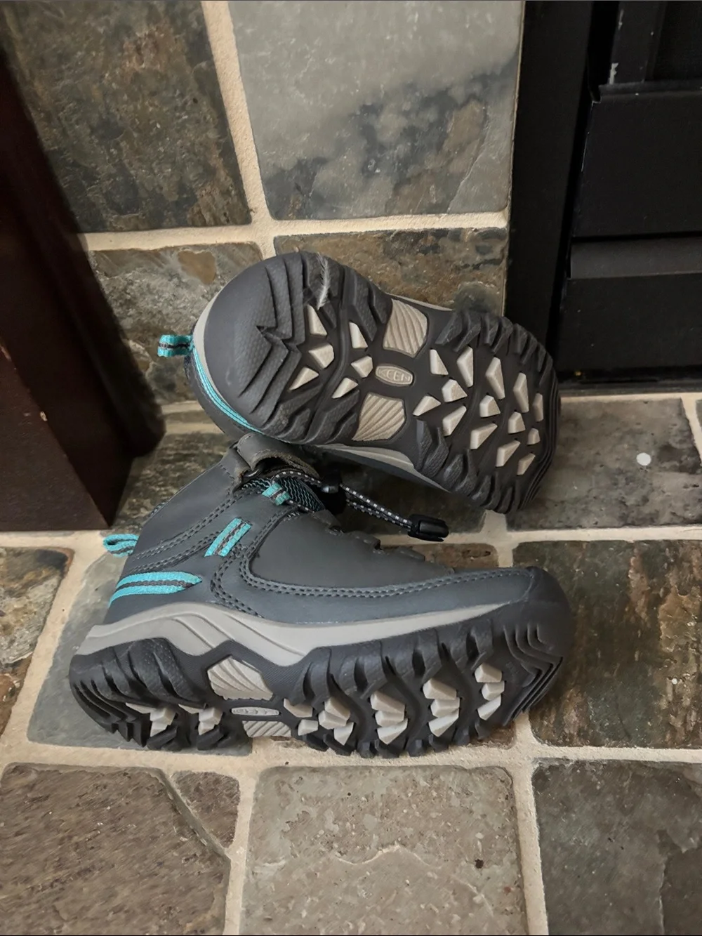 Keen Kids Gray and Teal Hiking Boots
